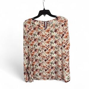 DE Collection Cream and Orange Floral Blouse